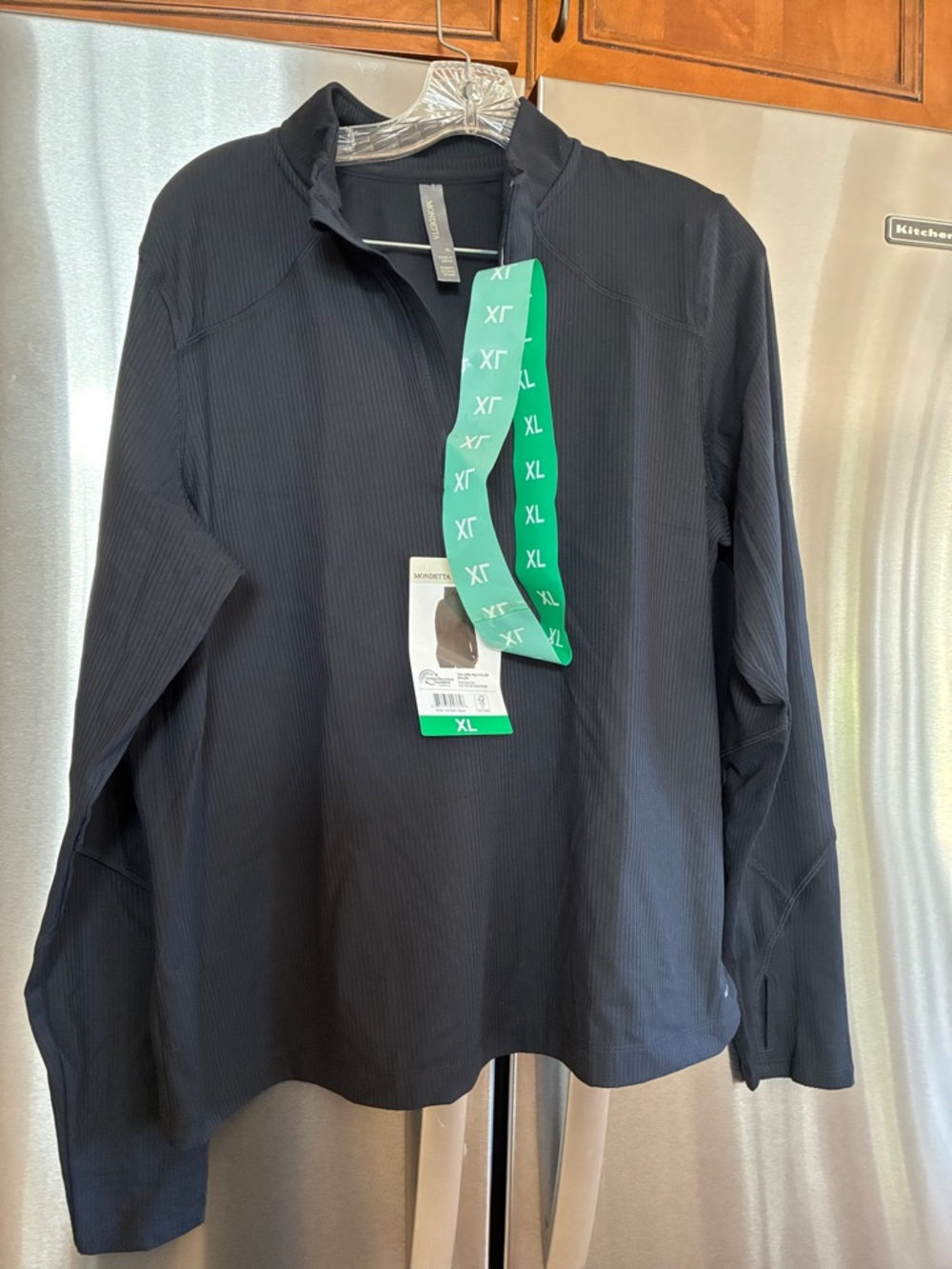 Woman’s Active Ribbed Black Long-Sleeve Quarter-Zip Pullover NWT